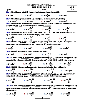 Đề kiểm tra 15p chương 1 Hình học 12